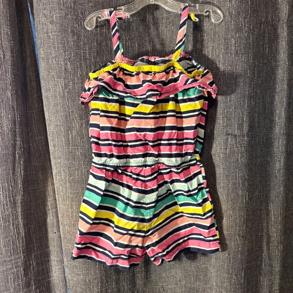 Healthtex Rainbow Stripe Sleeveless Ruffle Romper Jumpsuit (Girls 3T)‎